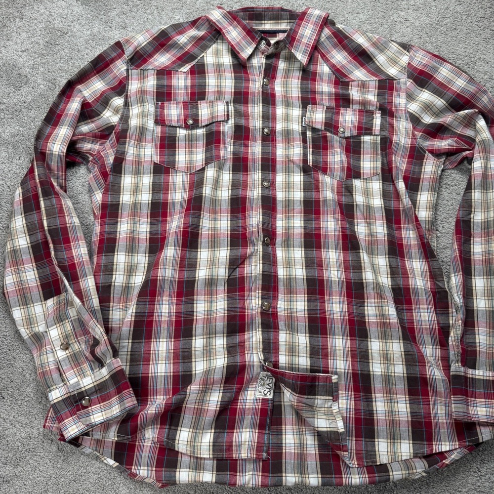 Levis Men's XL Long Sleeve Button Up Pearl Snap Plaid